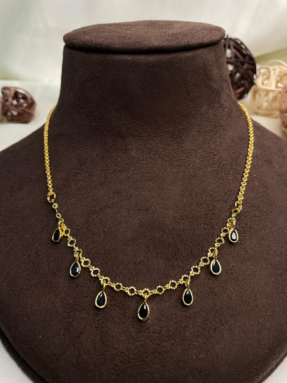 Black Dailywear Drop Necklace - Abdesignsjewellery