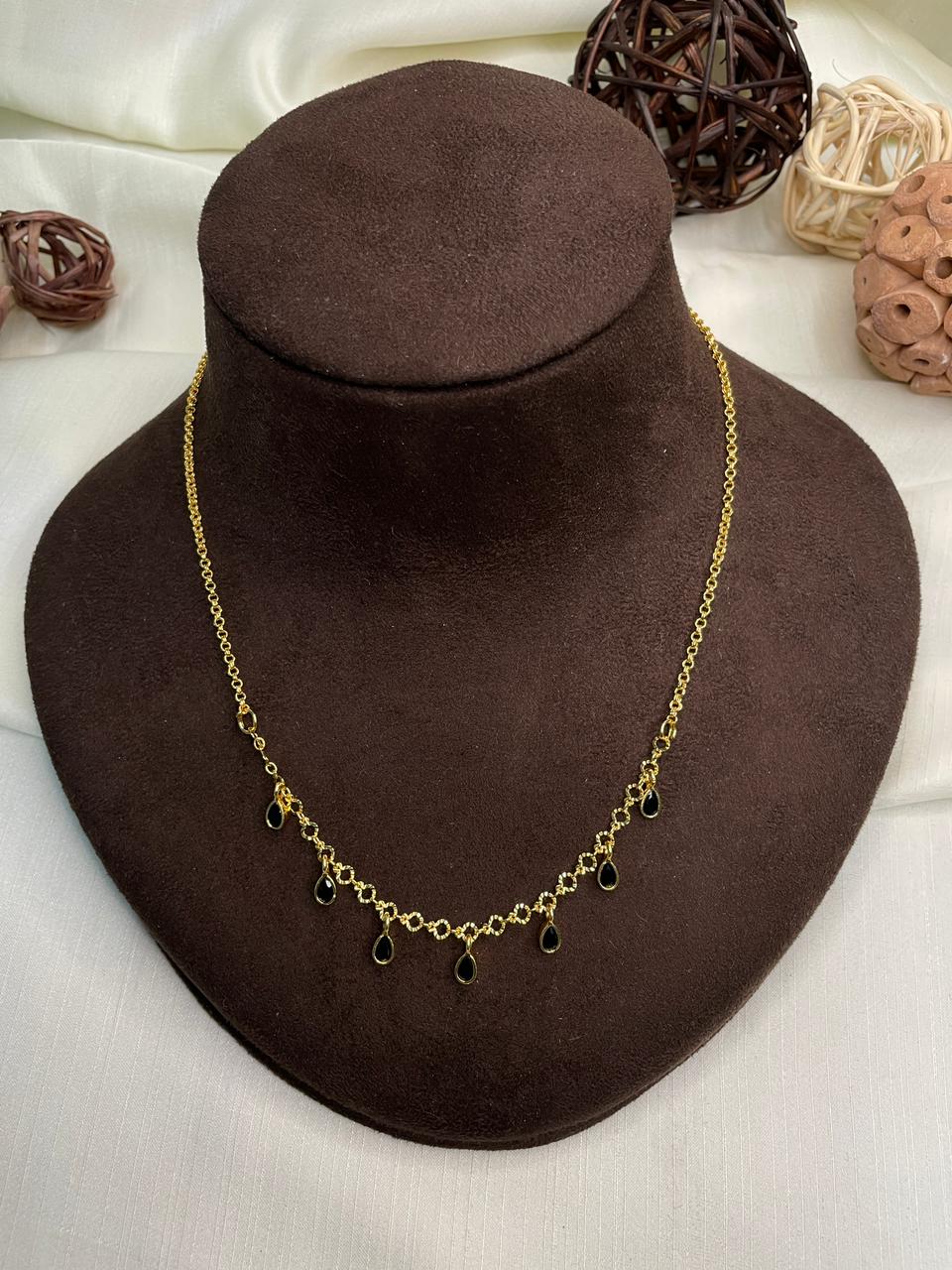 Black Dailywear Drop Necklace - Abdesignsjewellery