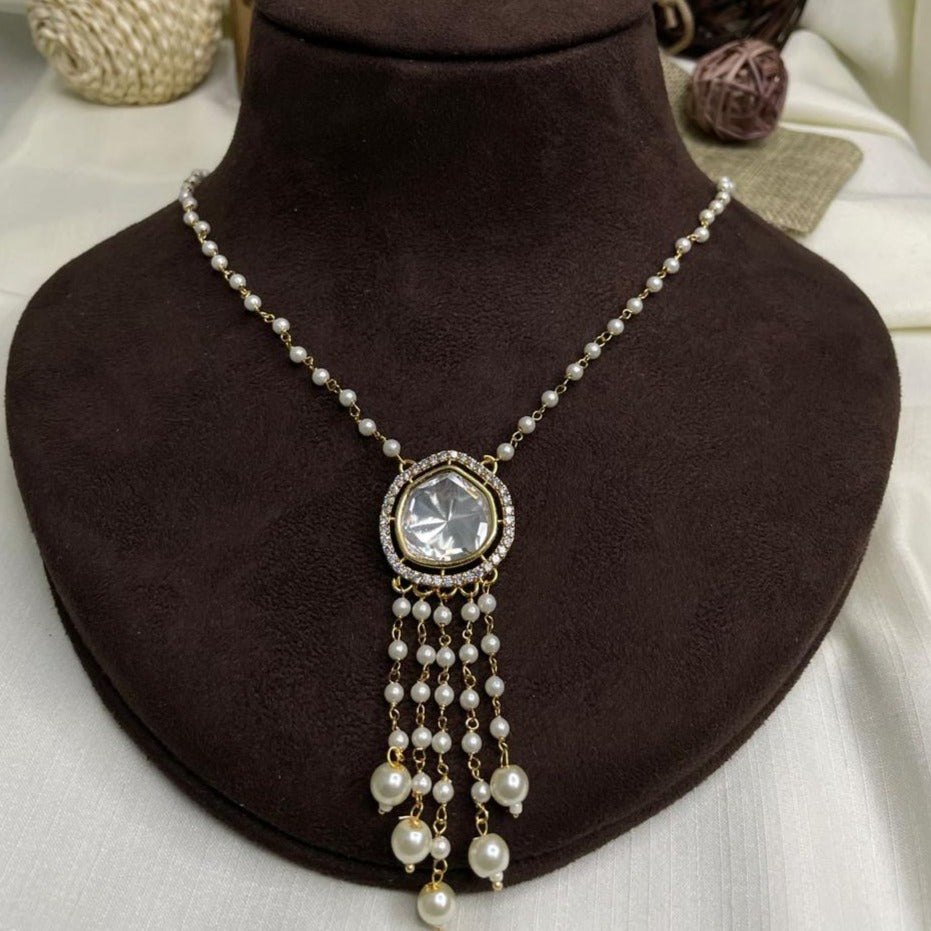 Single Uncut Polki Kundan Pendent Set Necklace