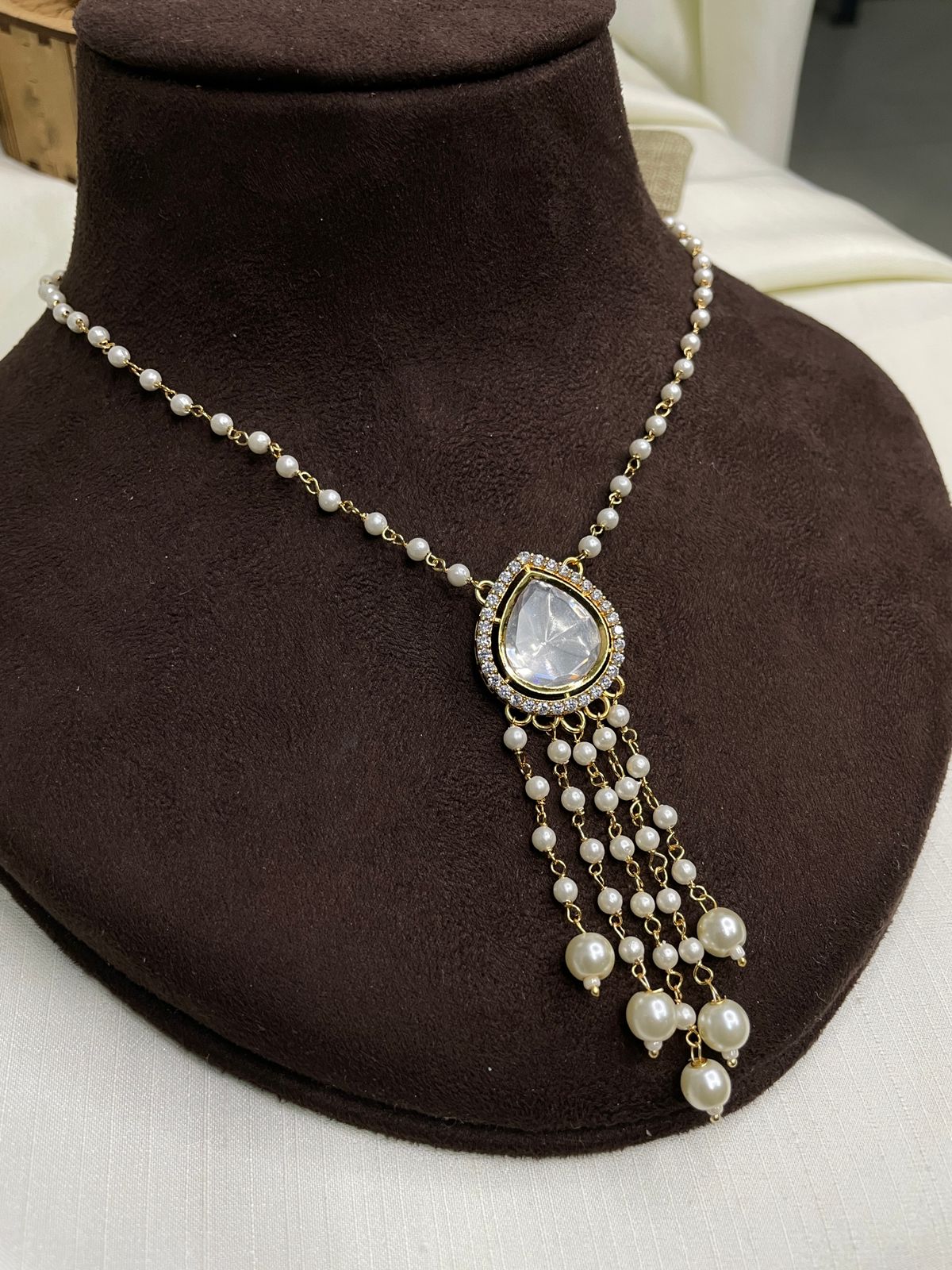 Single Uncut Polki Kundan Pendent Set Necklace