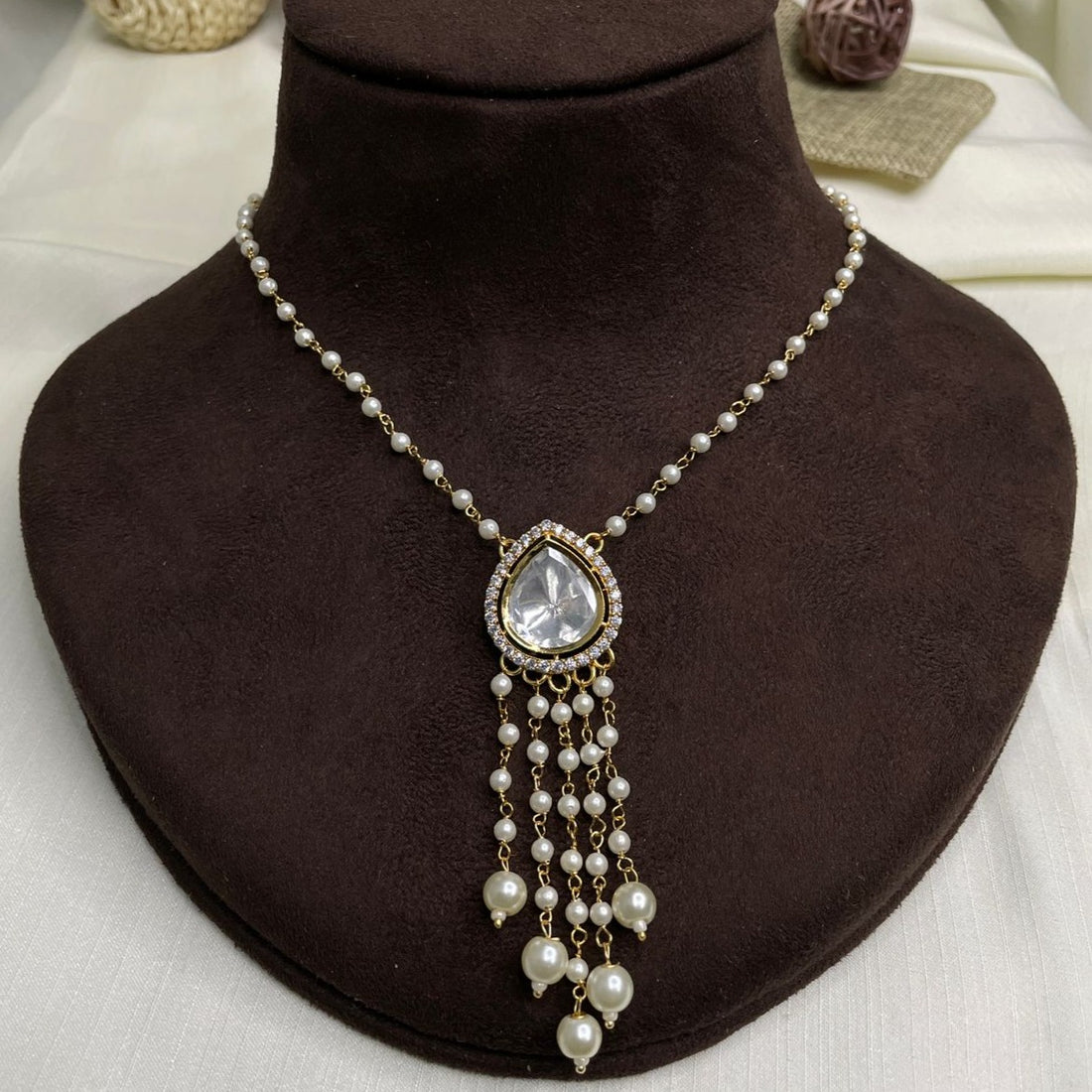 Single Uncut Polki Kundan Pendent Set Necklace - pendant by Abdesigns Jewellery