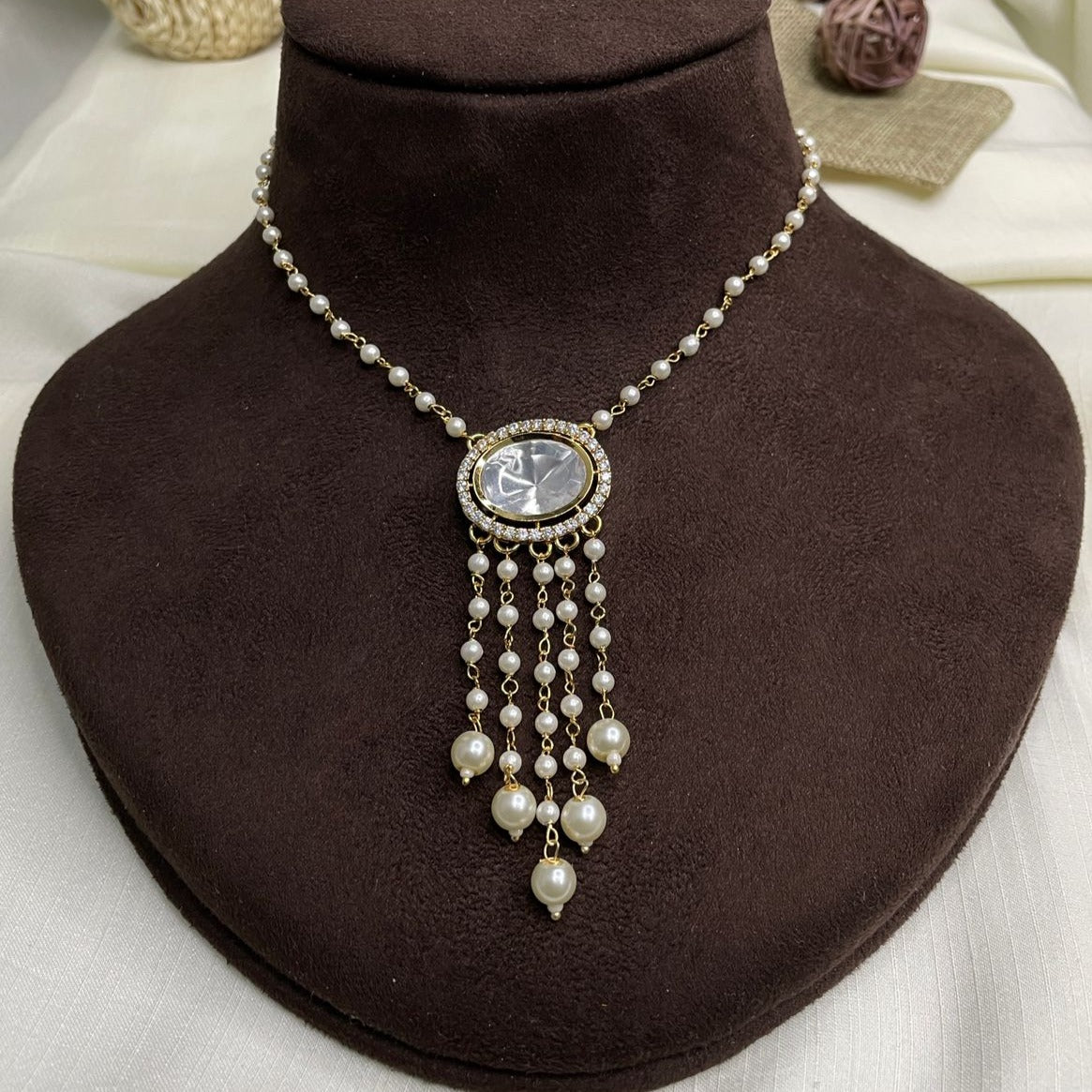 Single Uncut Polki Kundan Pendent Set Necklace