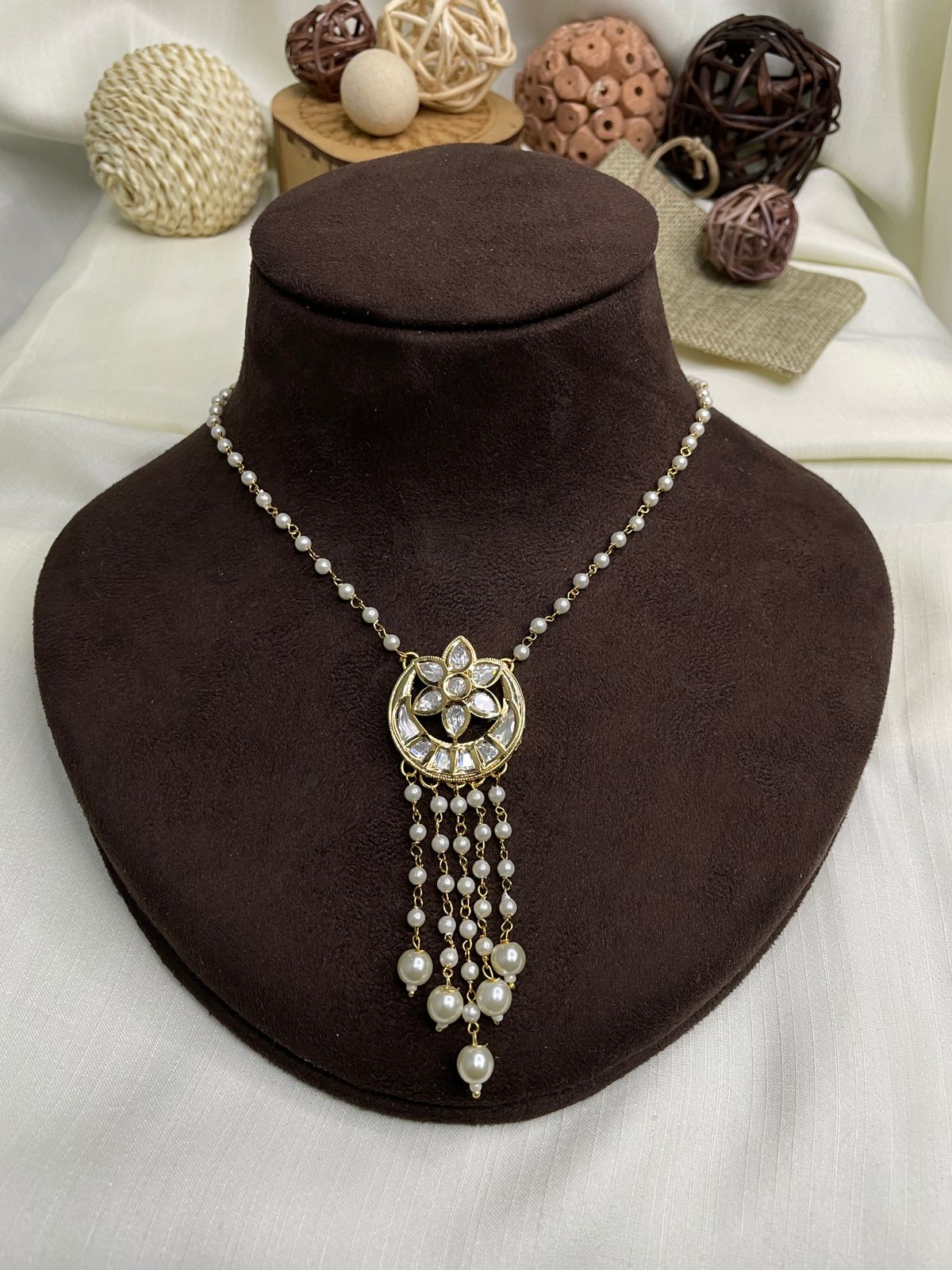 Gold Polki Kundan Pendent Set Necklace - Abdesignsjewellery