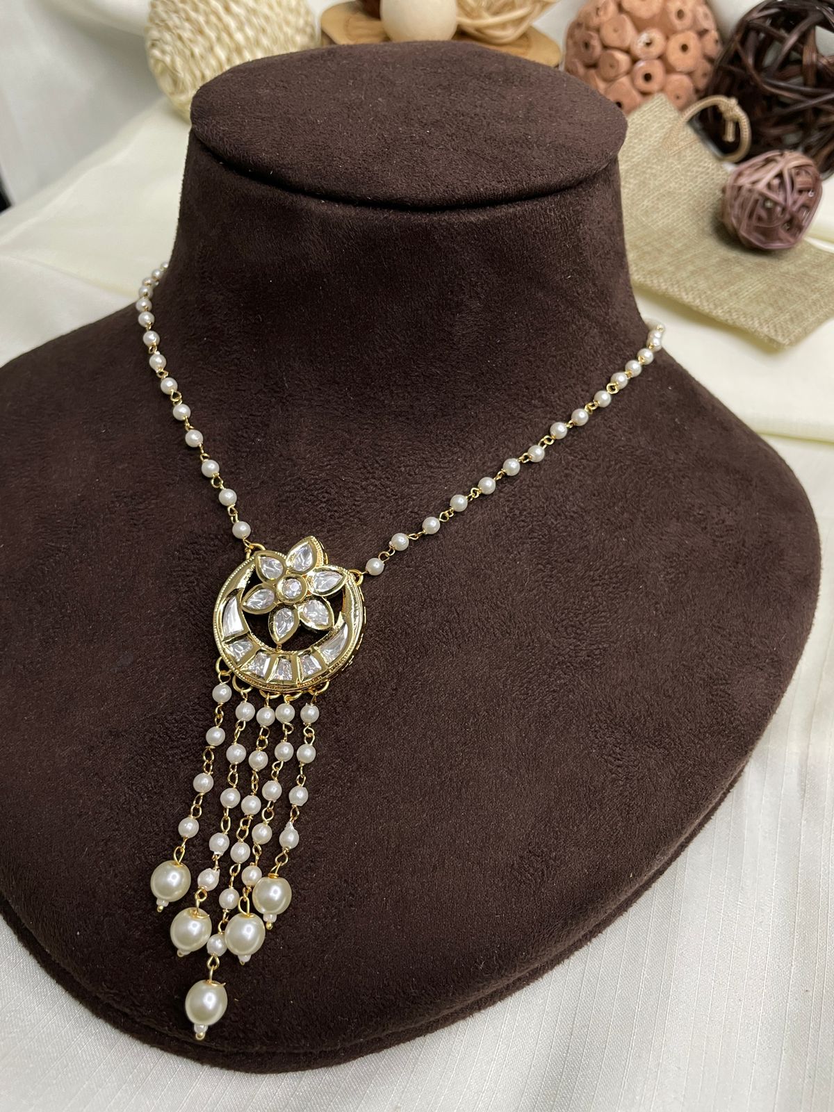 Gold Polki Kundan Pendent Set Necklace - Abdesignsjewellery