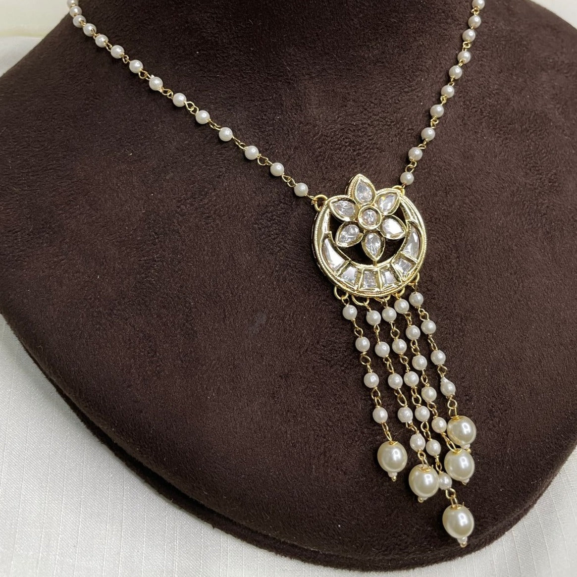 Gold Polki Kundan Pendent Set Necklace - Abdesignsjewellery