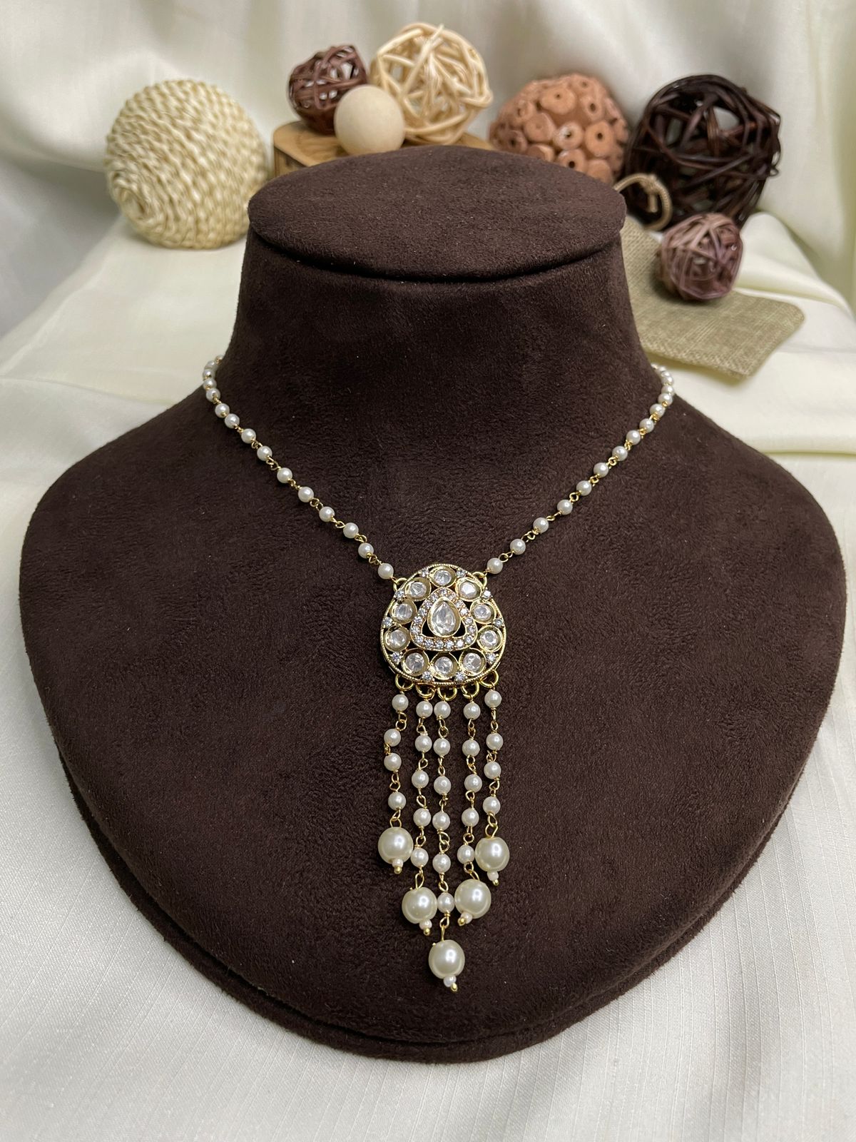 Uncut Moissanite Polki Kundan Pendent Set Necklace