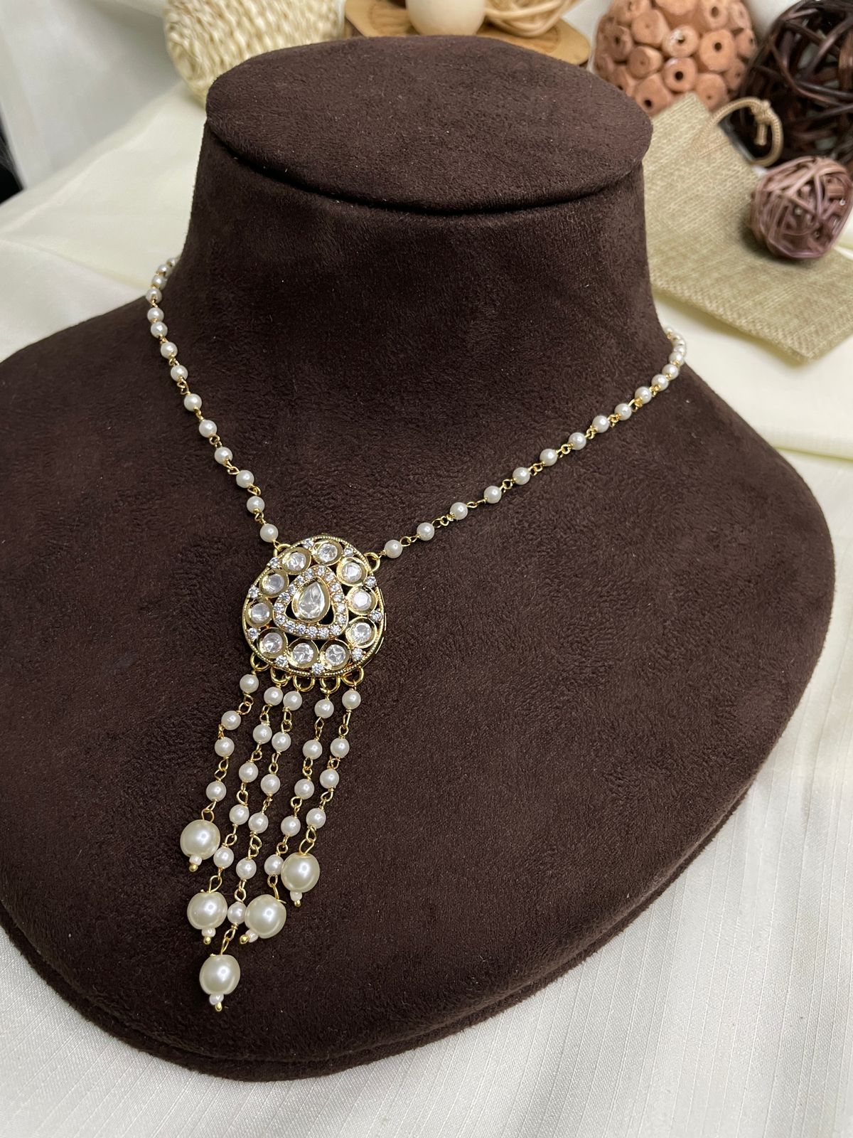 Uncut Moissanite Polki Kundan Pendent Set Necklace