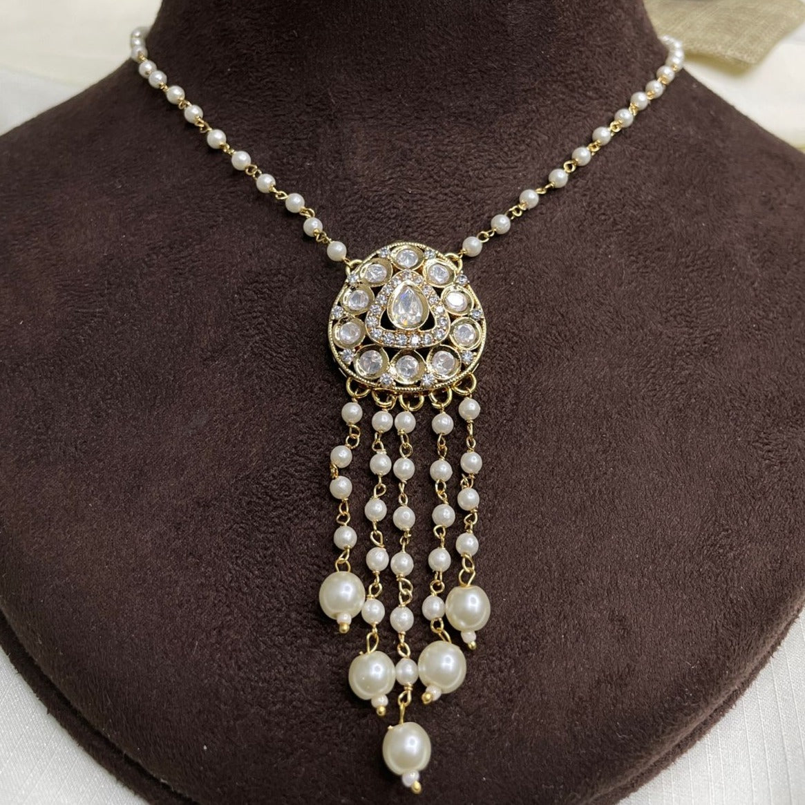 Uncut Moissanite Polki Kundan Pendent Set Necklace