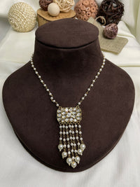 Thumbnail for Moissanite Rectangle Polki Kundan Pendent Set Necklace