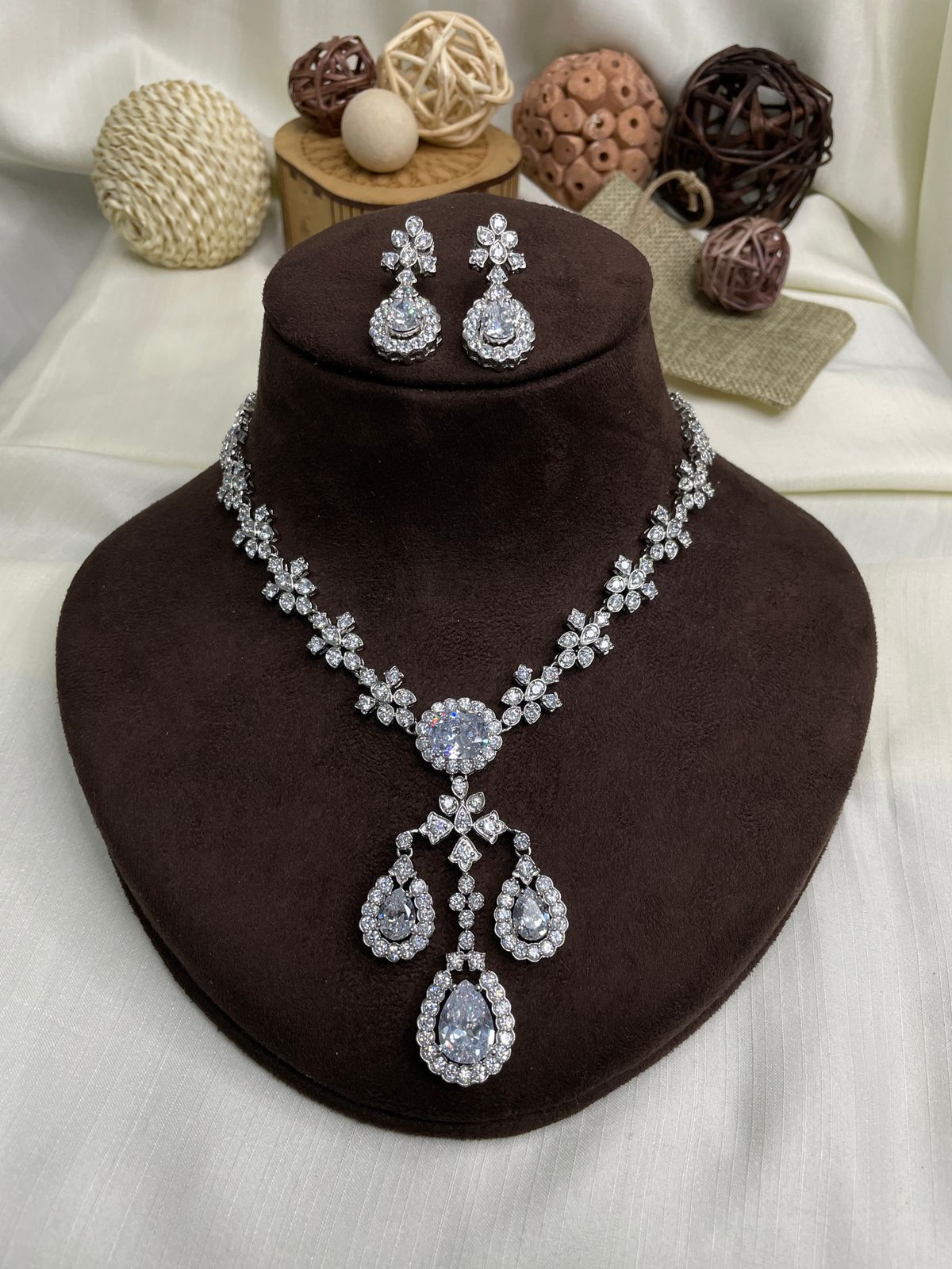 White Swarovski Diamond Choker Necklace