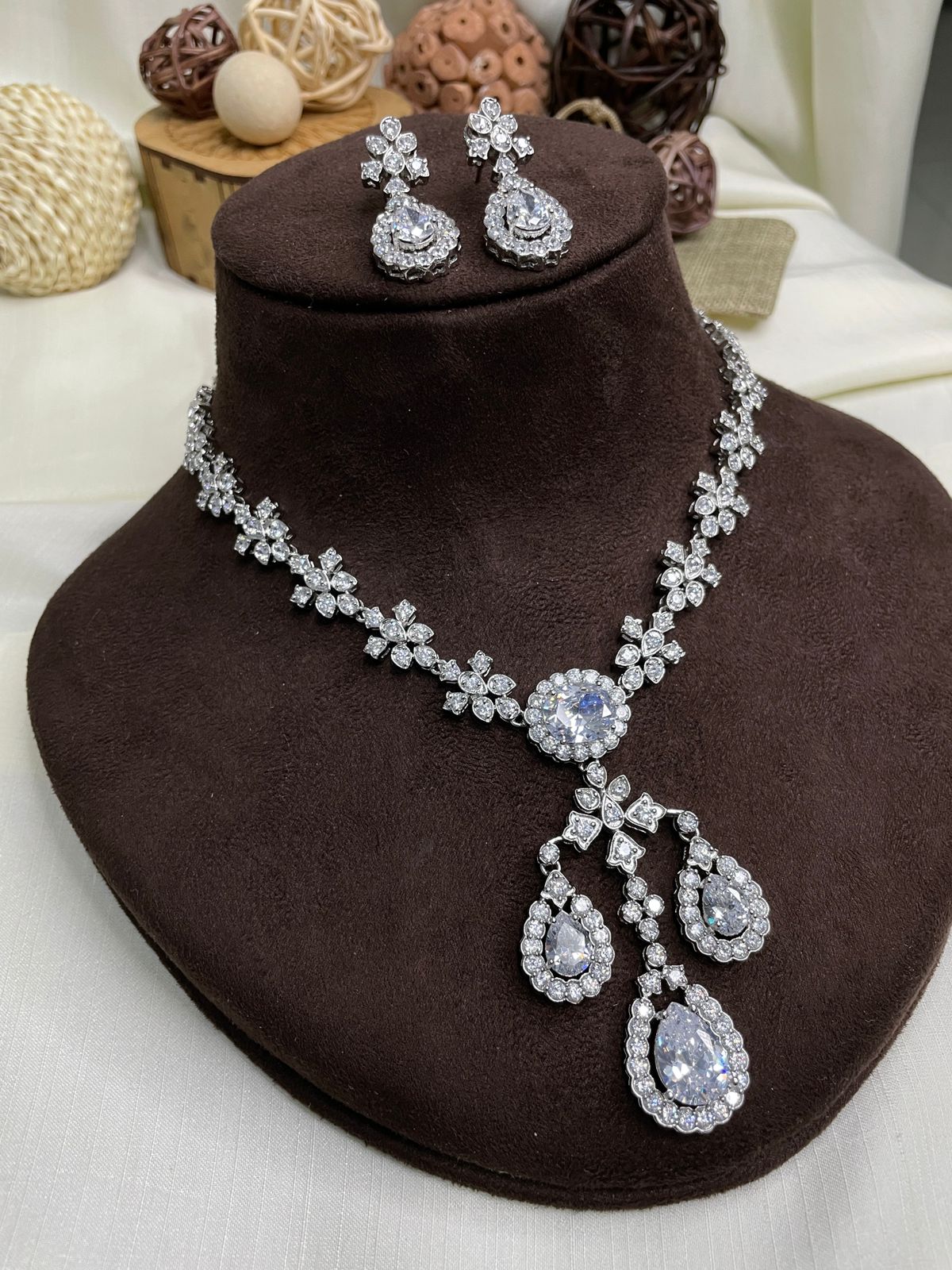 White Swarovski Diamond Choker Necklace