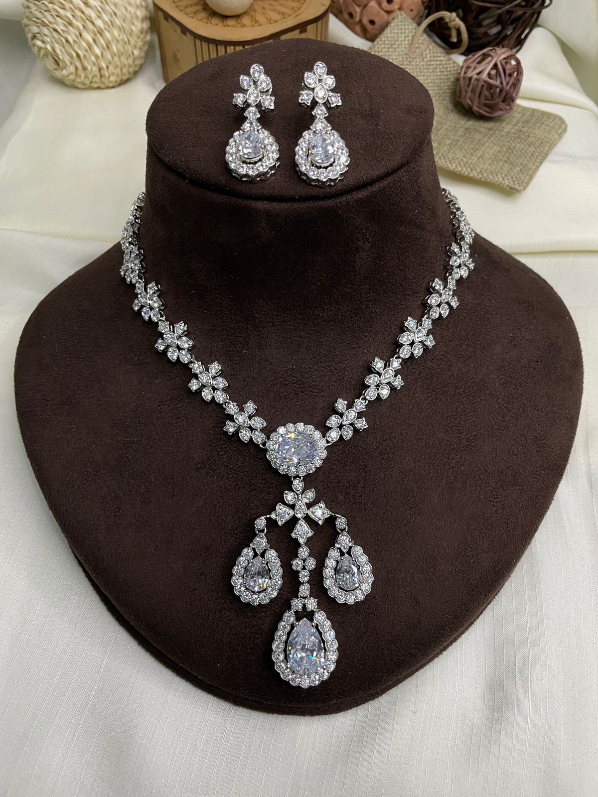 White Swarovski Diamond Choker Necklace