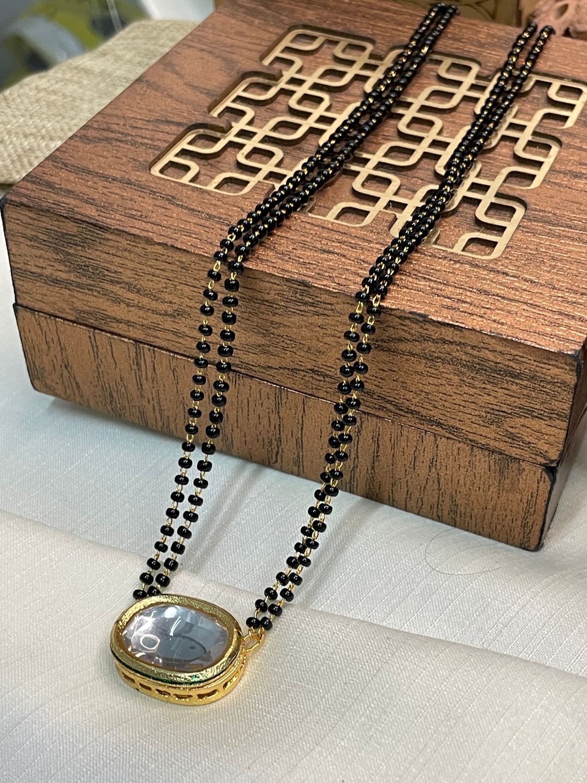 Antique Unique Polki Oval Mangalsutra - Abdesignsjewellery