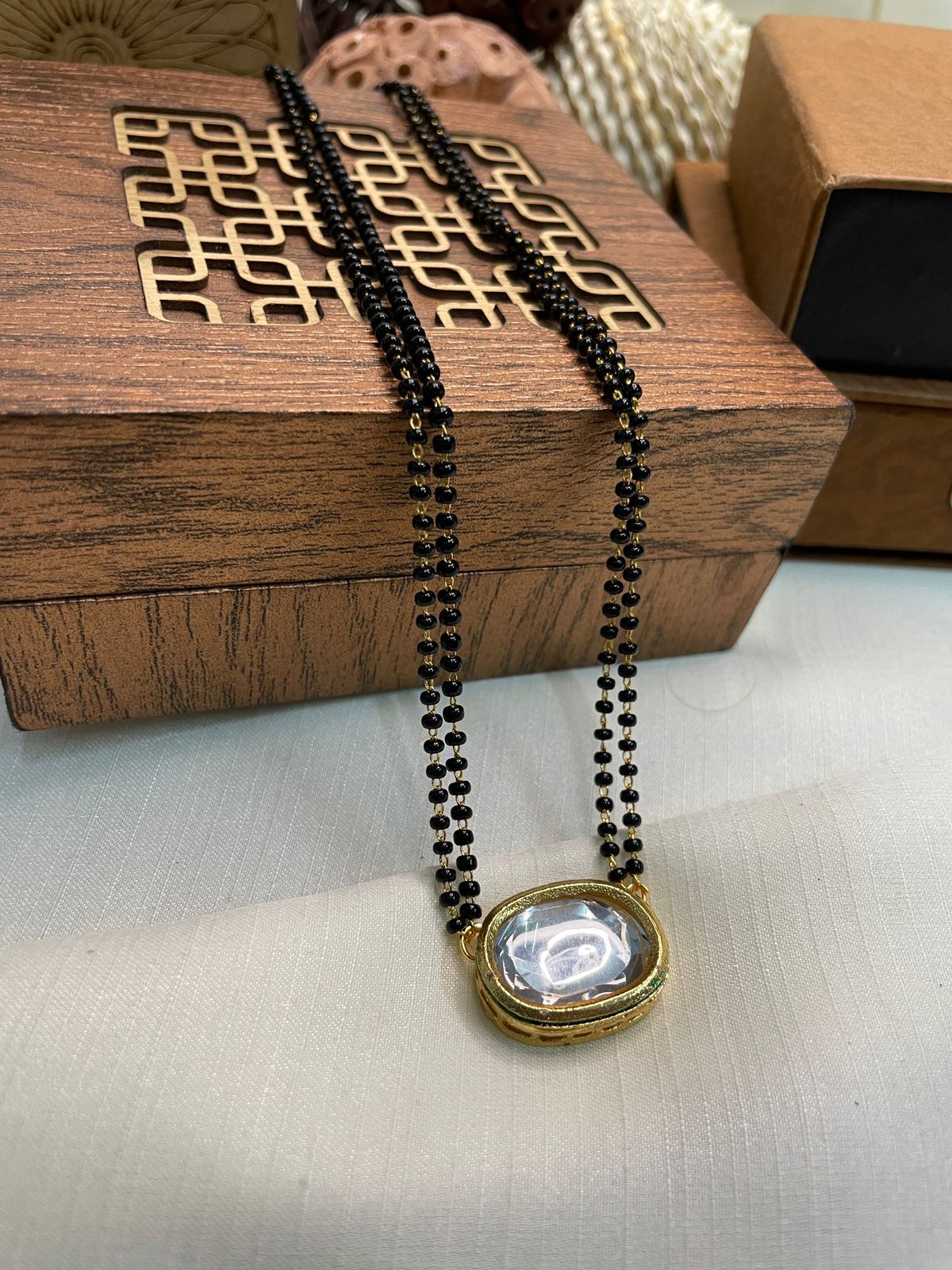 Antique Unique Polki Oval Mangalsutra - Abdesignsjewellery