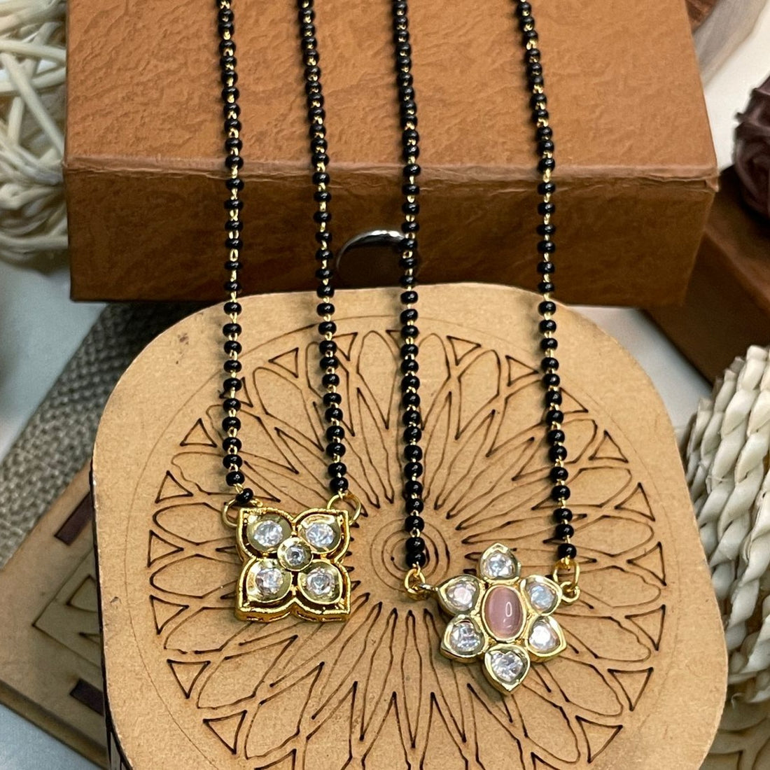 Dailywear Flower Polki Mangalsutra Combo - Abdesignsjewellery