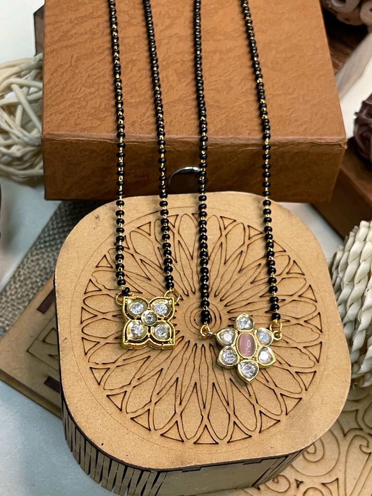 Dailywear Flower Polki Mangalsutra Combo - Abdesignsjewellery