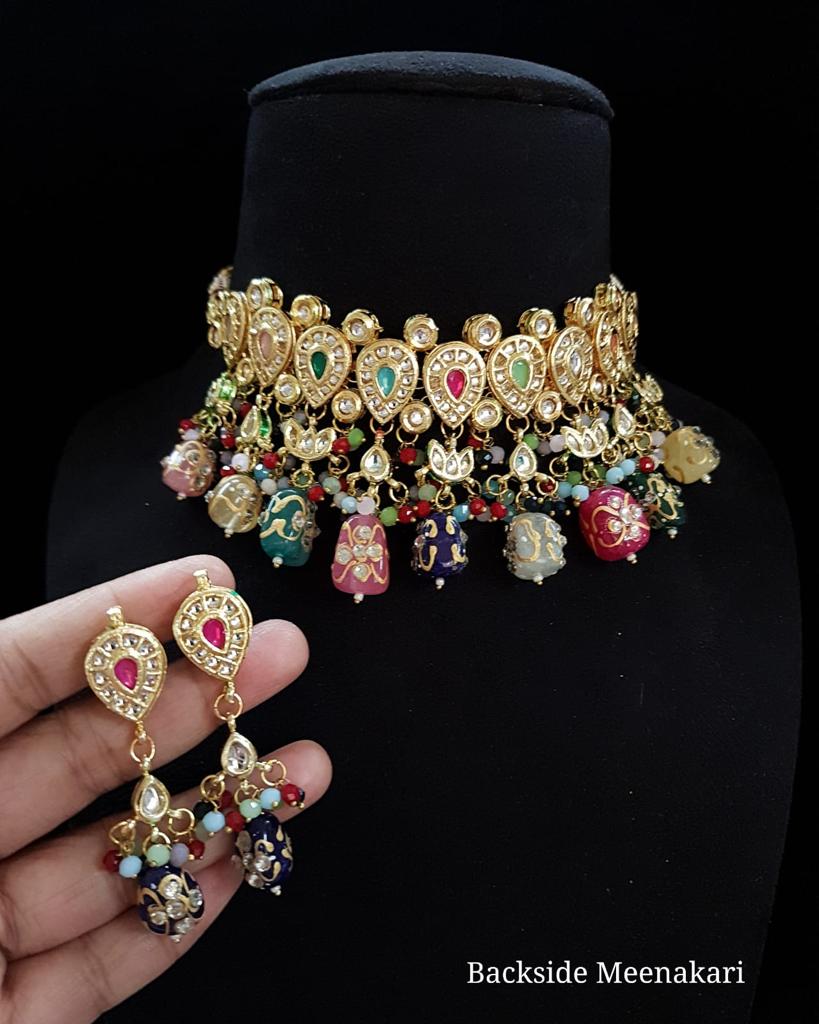 Multicolour Kundan Choker Necklace