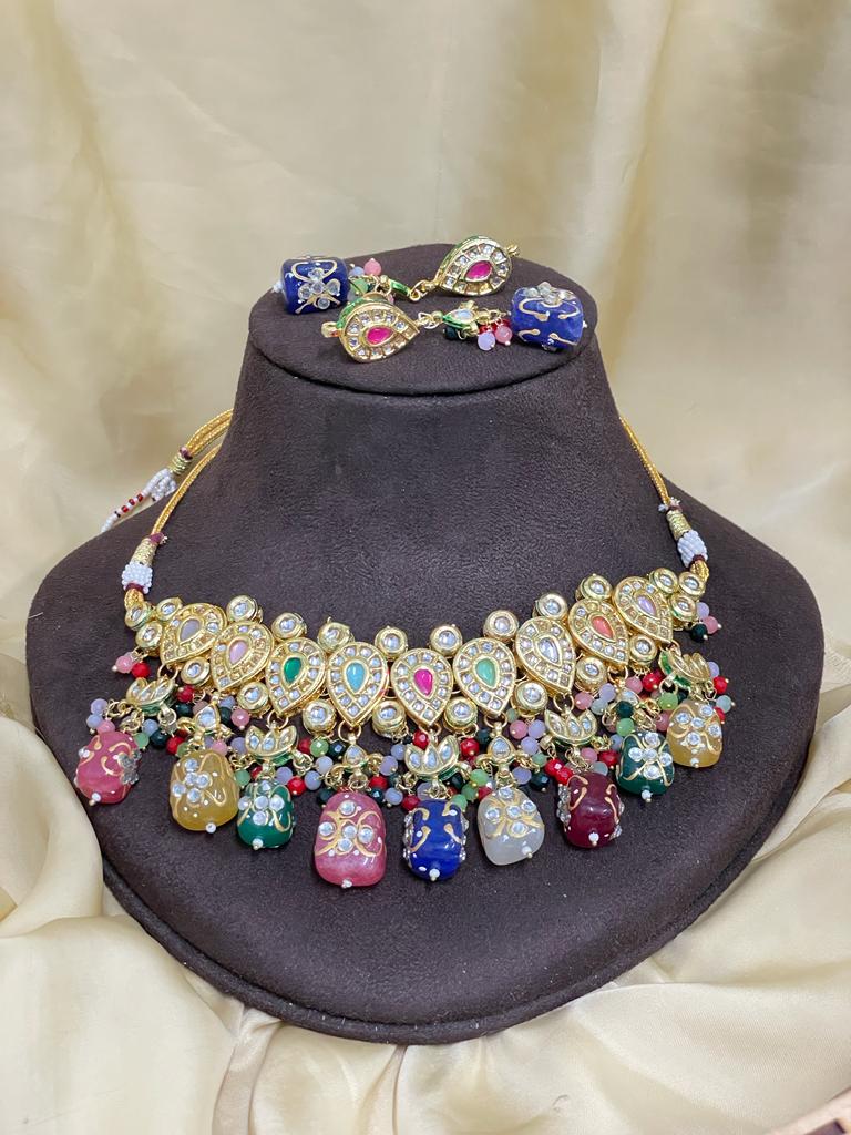 Multicolour Kundan Choker Necklace