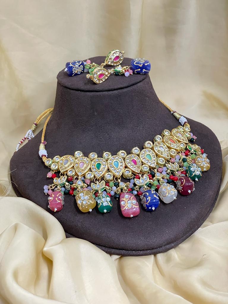 Multicolour Kundan Choker Necklace