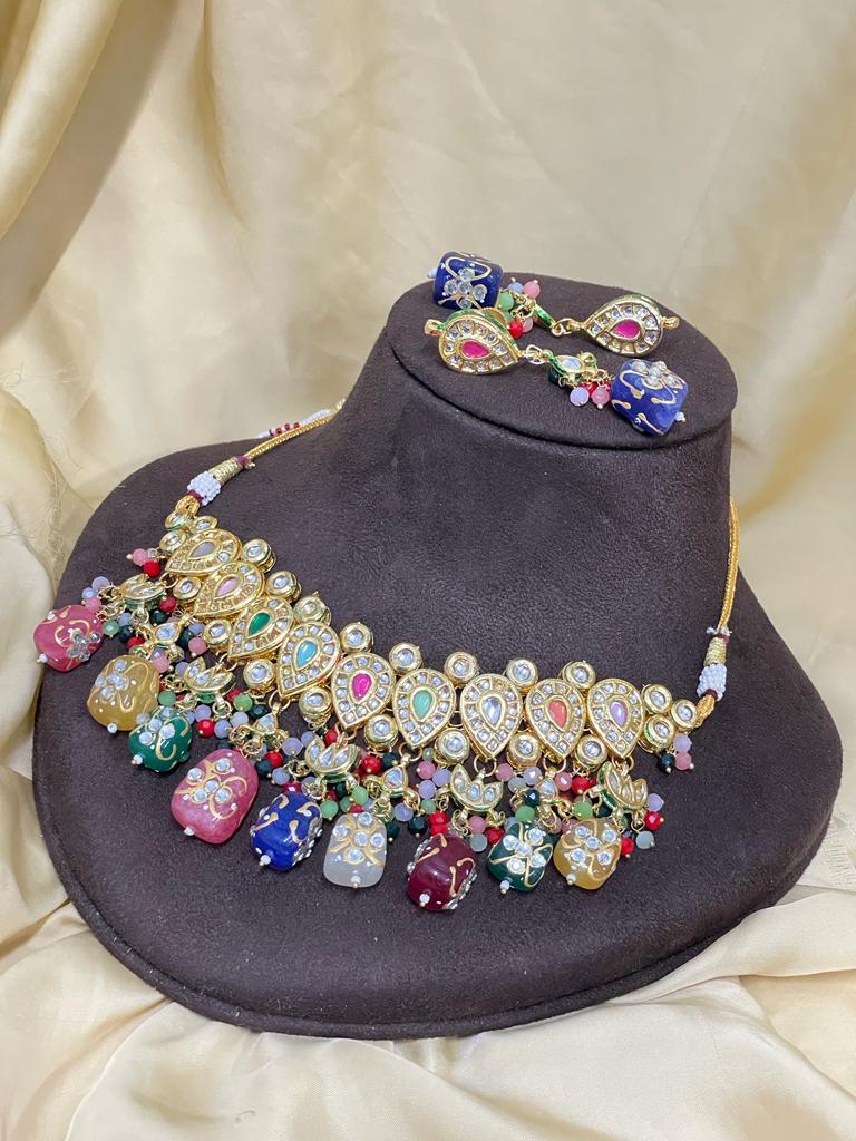 Multicolour Kundan Choker Necklace
