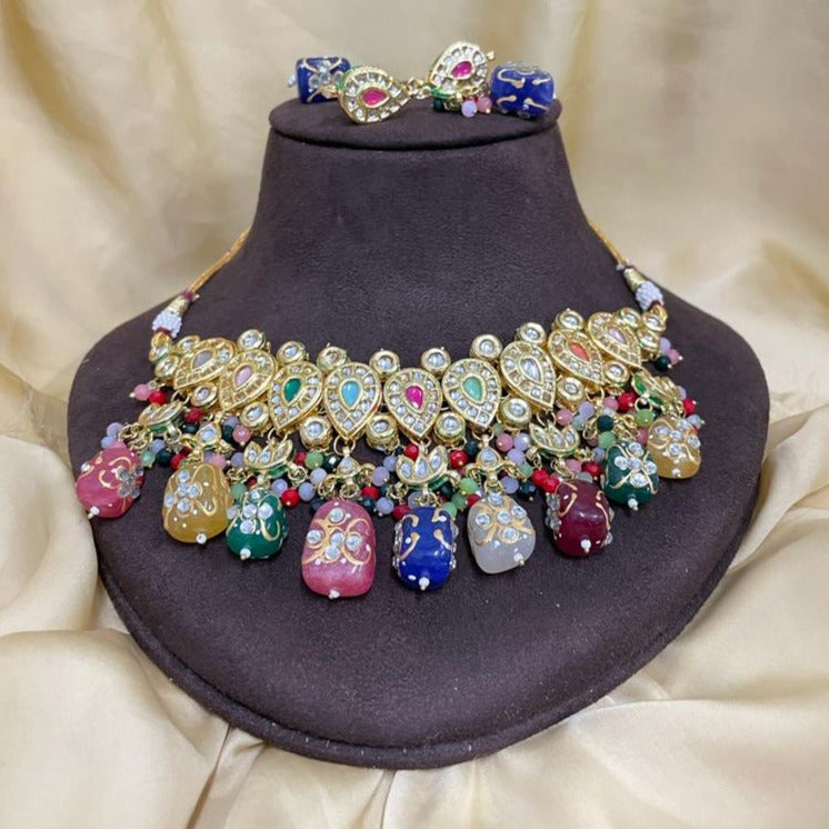 Multicolour Kundan Choker Necklace