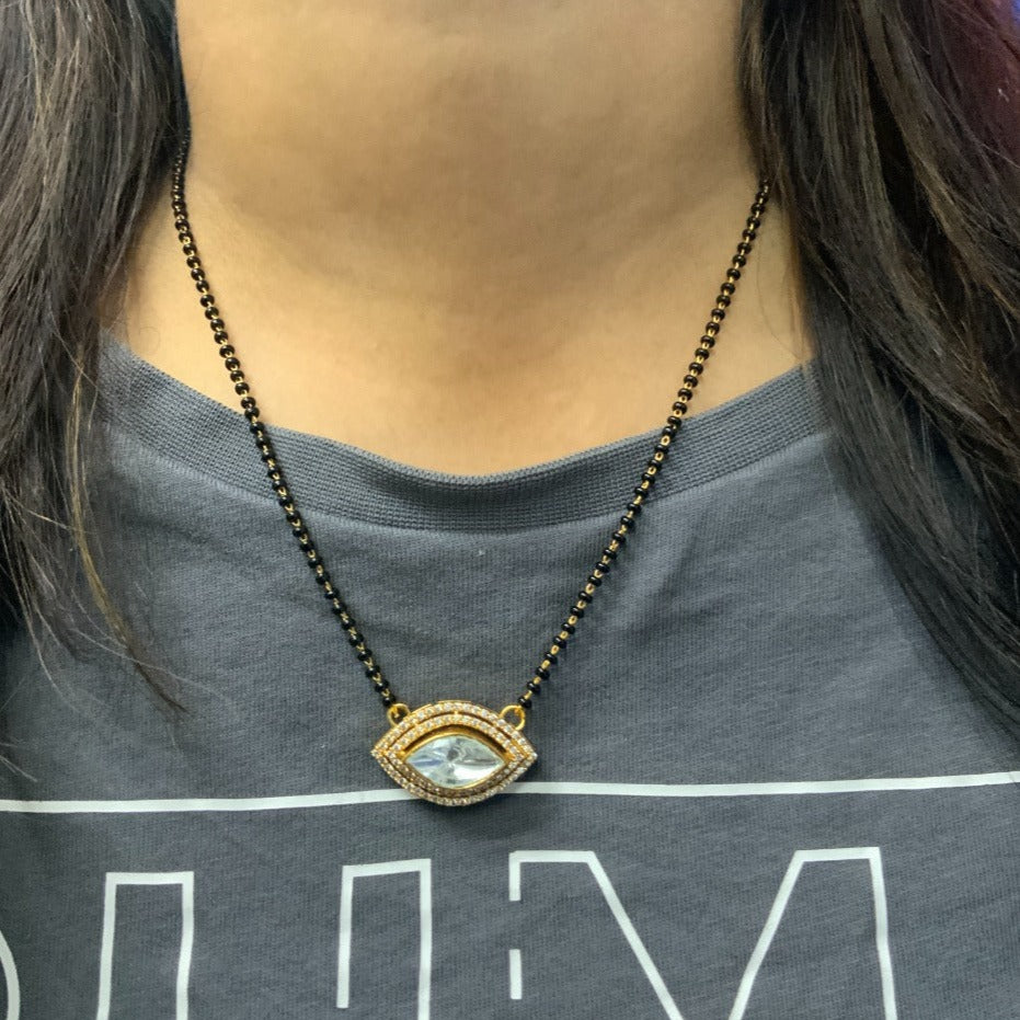 Gold Marquis Polki Mangalsutra - Abdesignsjewellery