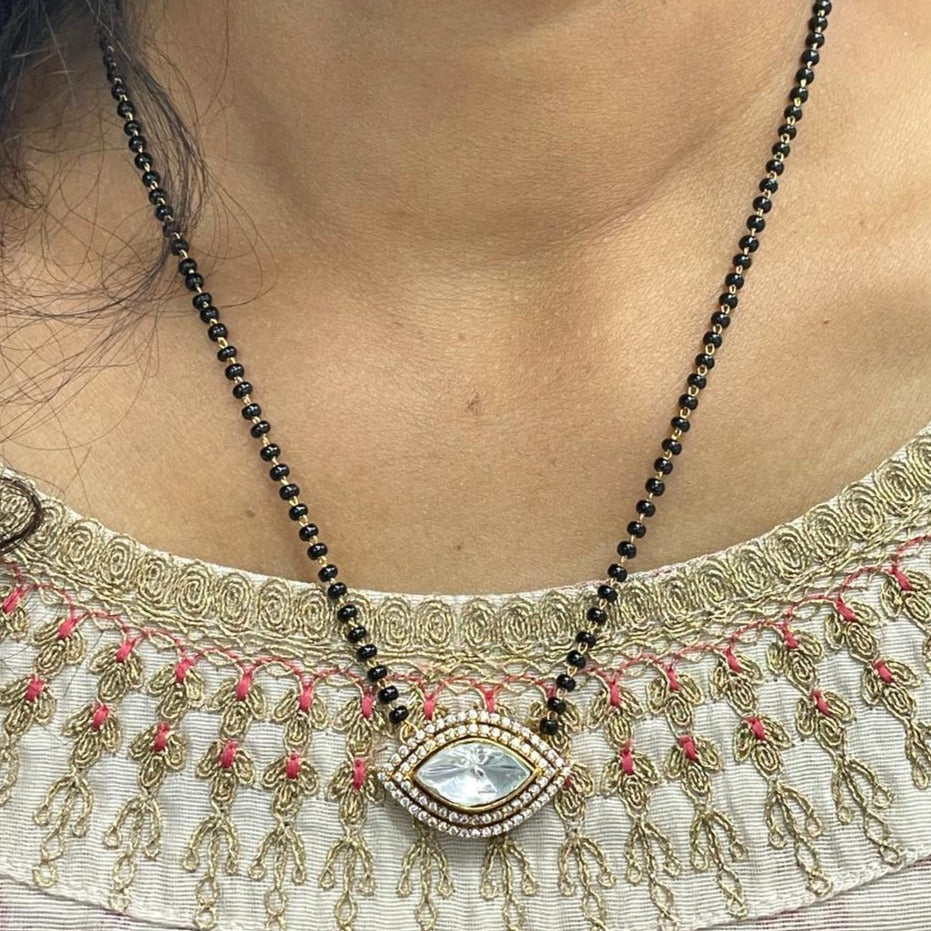 Gold Marquis Polki Mangalsutra - Abdesignsjewellery