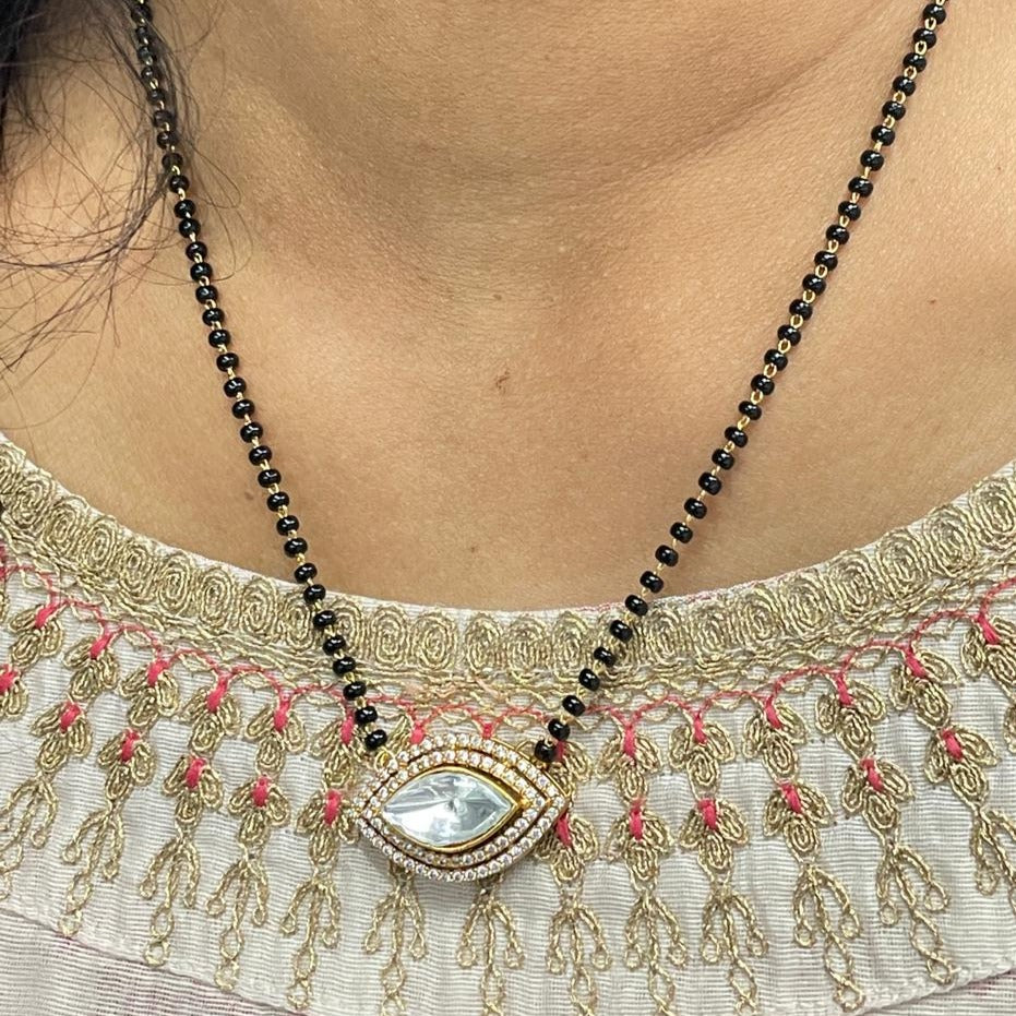 Gold Marquis Polki Mangalsutra - Abdesignsjewellery