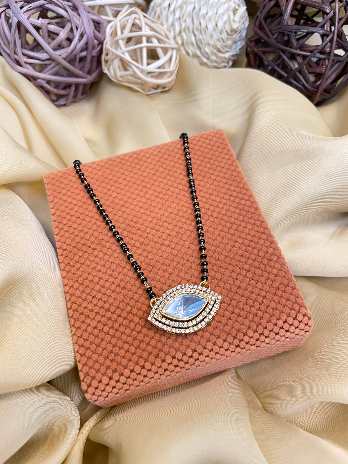 Gold Marquis Polki Mangalsutra - Abdesignsjewellery