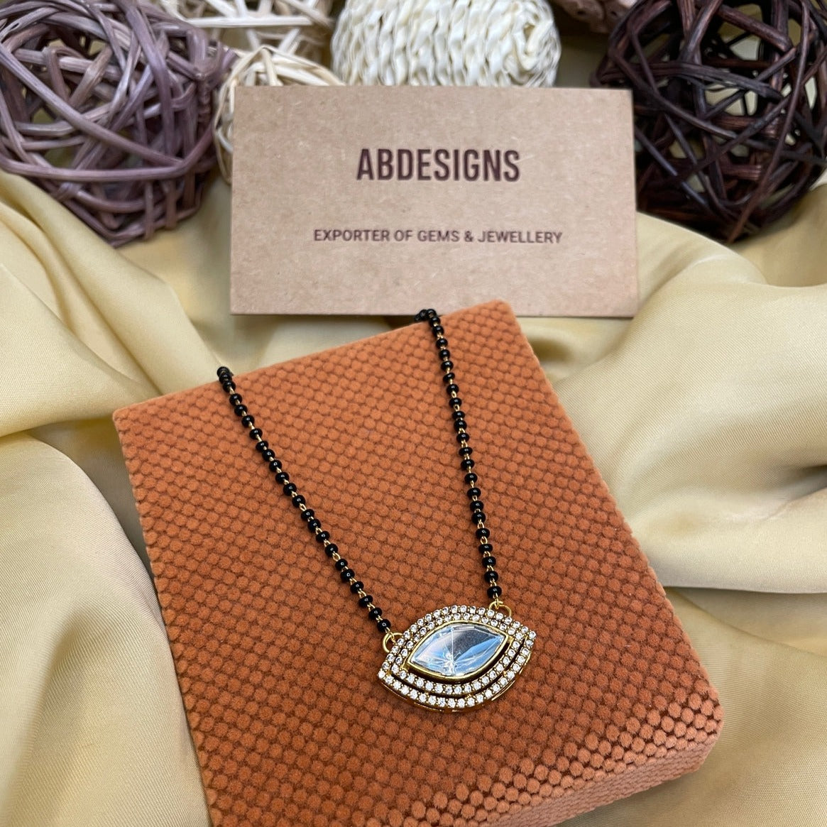 Gold Marquis Polki Mangalsutra - Abdesignsjewellery