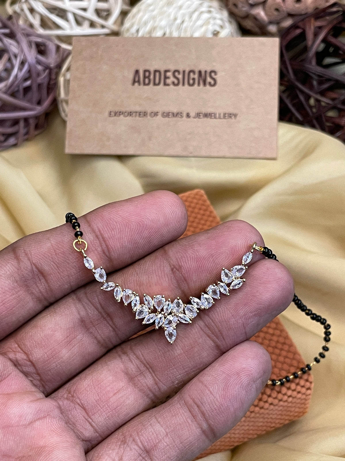 Elegant Trance Cluster Diamond Stone Mangalsutra - Abdesignsjewellery