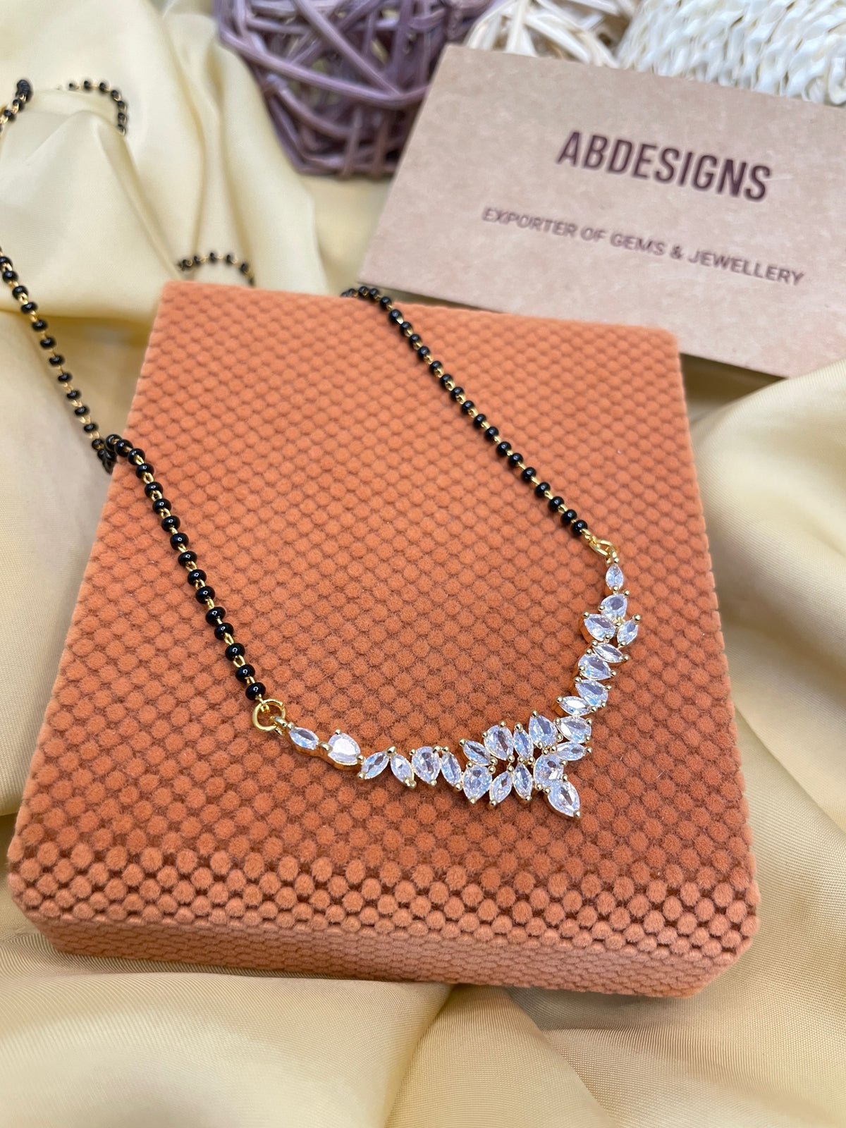 Elegant Trance Cluster Diamond Stone Mangalsutra - Abdesignsjewellery