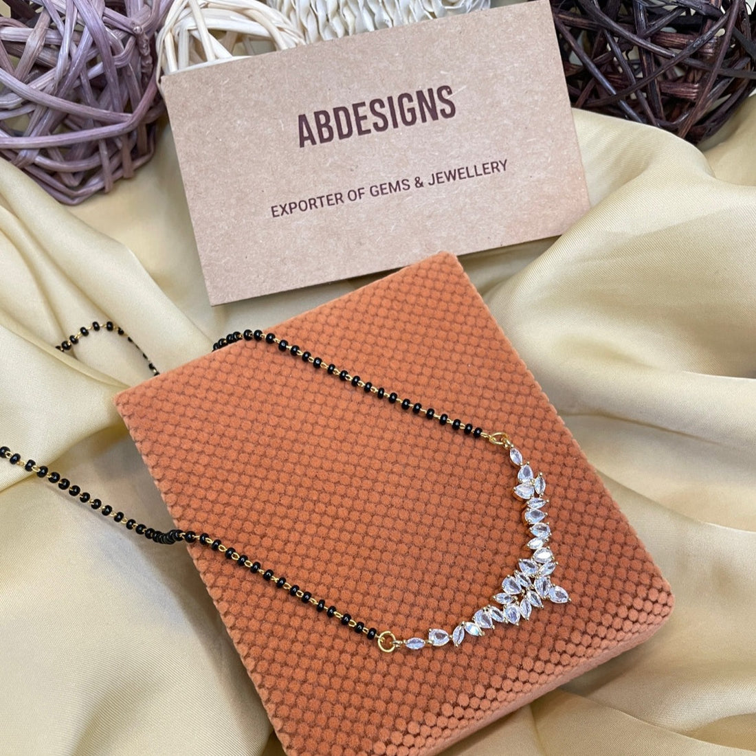 Elegant Trance Cluster Diamond Stone Mangalsutra - Abdesignsjewellery