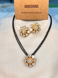 Thumbnail for Gold Polki Flower Design Mangalsutra & Earrings - Abdesignsjewellery