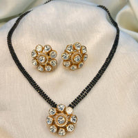 Thumbnail for Gold Polki Flower Design Mangalsutra & Earrings