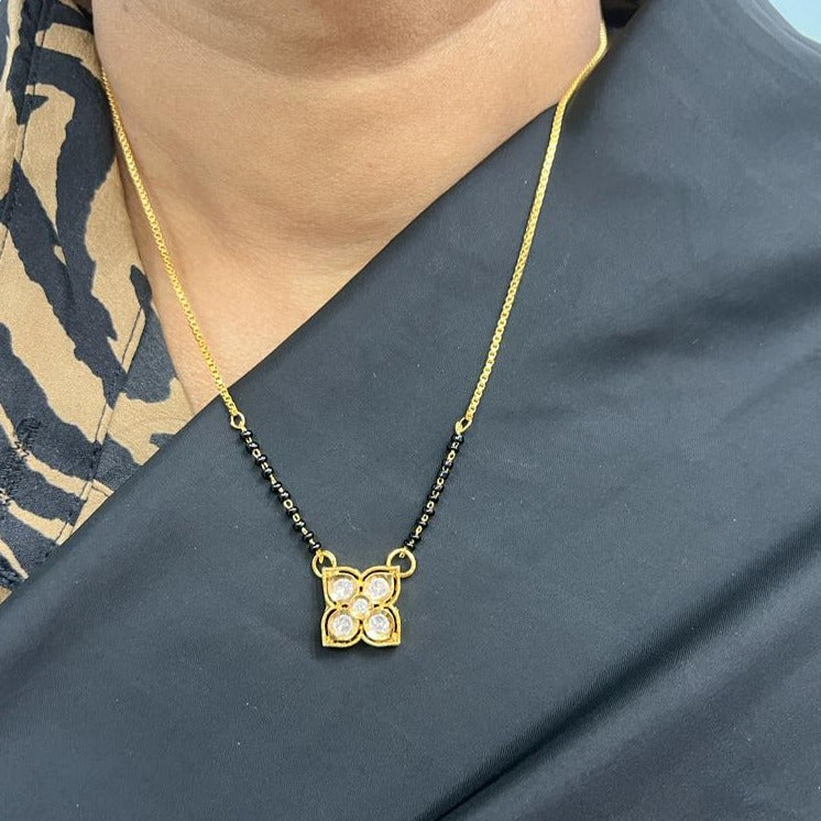 Beautiful Stylish Unique Flower Polki Mangalsutra - Abdesignsjewellery