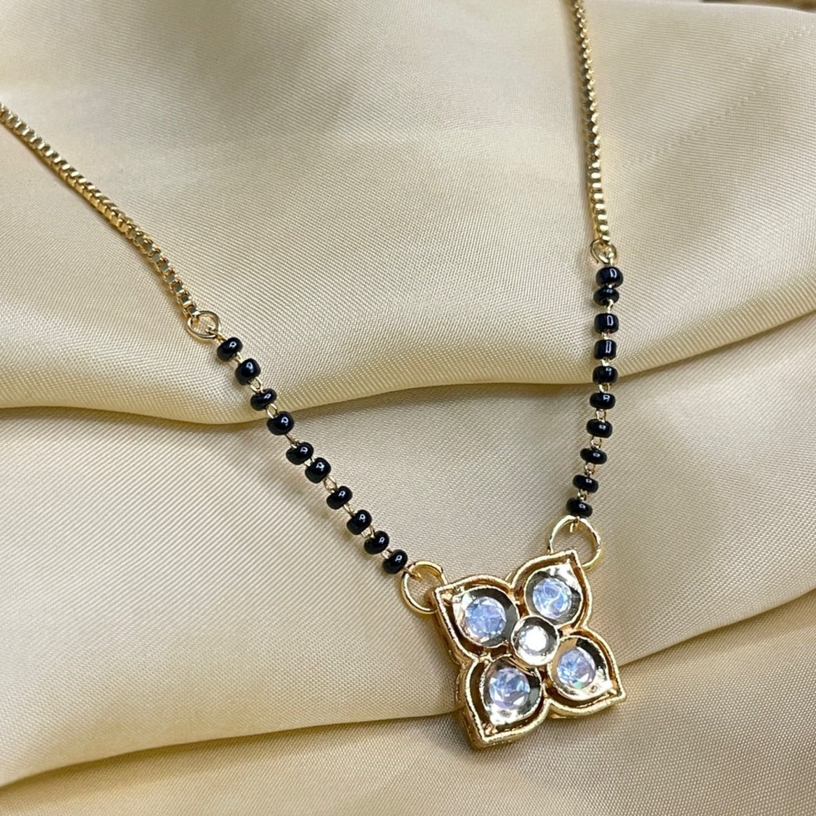 Beautiful Stylish Unique Flower Polki Mangalsutra - Abdesignsjewellery