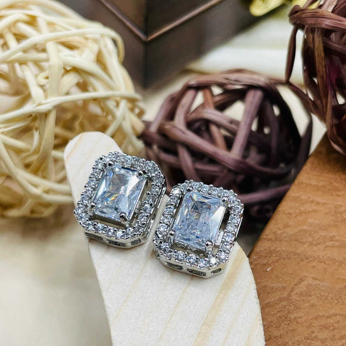 Magnificent Emerald CZ Studs - earrings by Abdesigns Jewellery