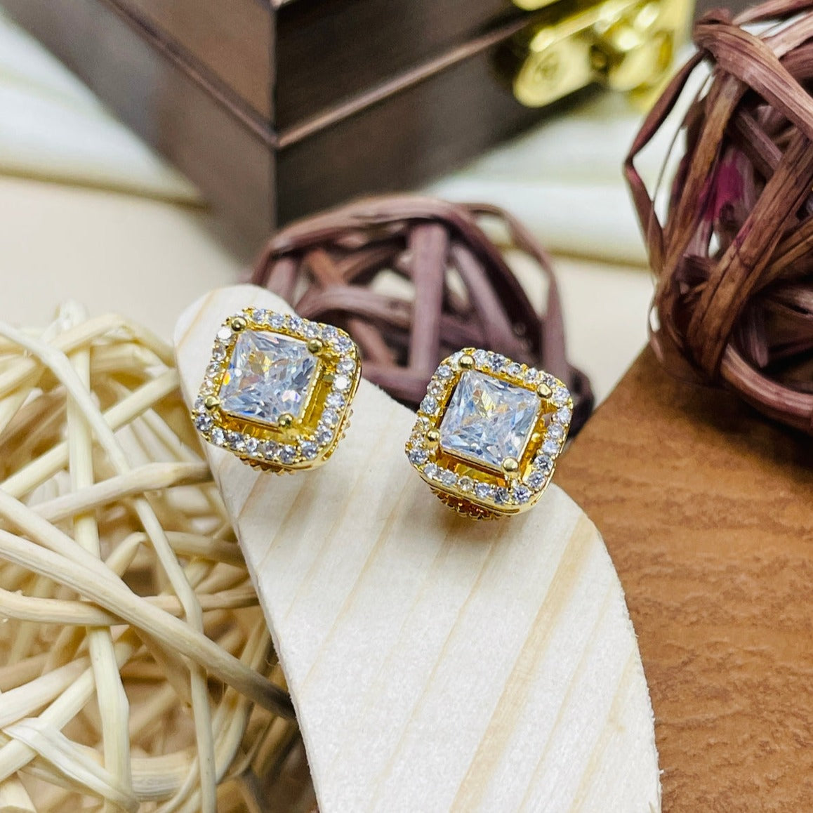 High Quality Tiny Square Cz Earring