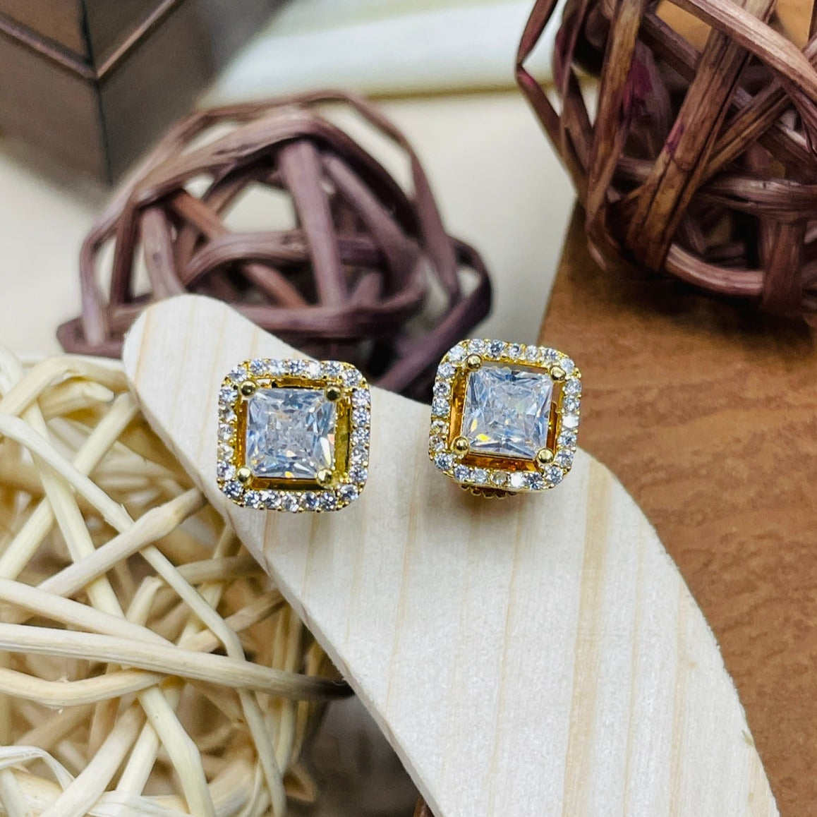 High Quality Tiny Square Cz Earring