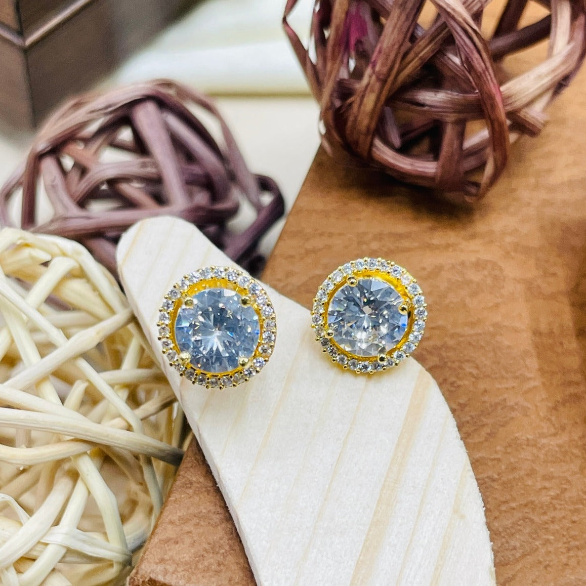 Exclusive Celebrity Style Round AmericanDiamond Studs - Abdesignsjewellery