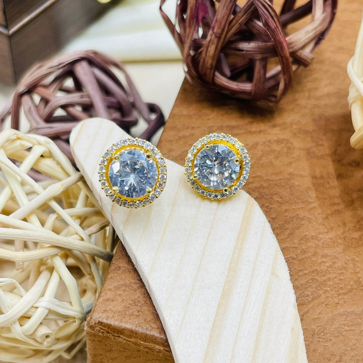 Exclusive Celebrity Style Round AmericanDiamond Studs - Abdesignsjewellery