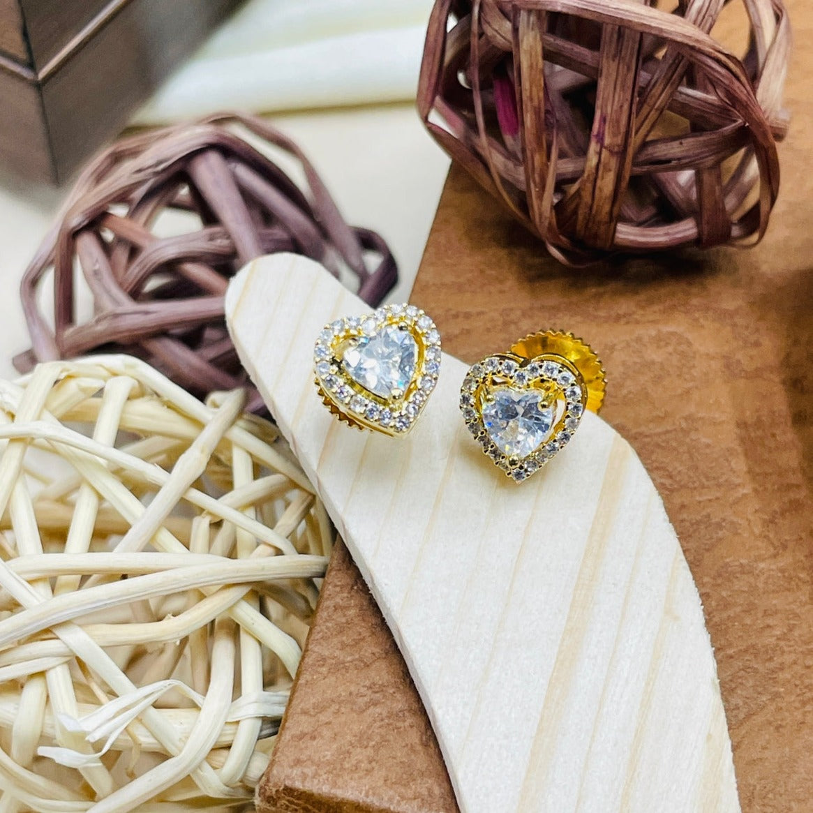 Exclusive Heart Shape Cz Diamond Studs - Abdesignsjewellery