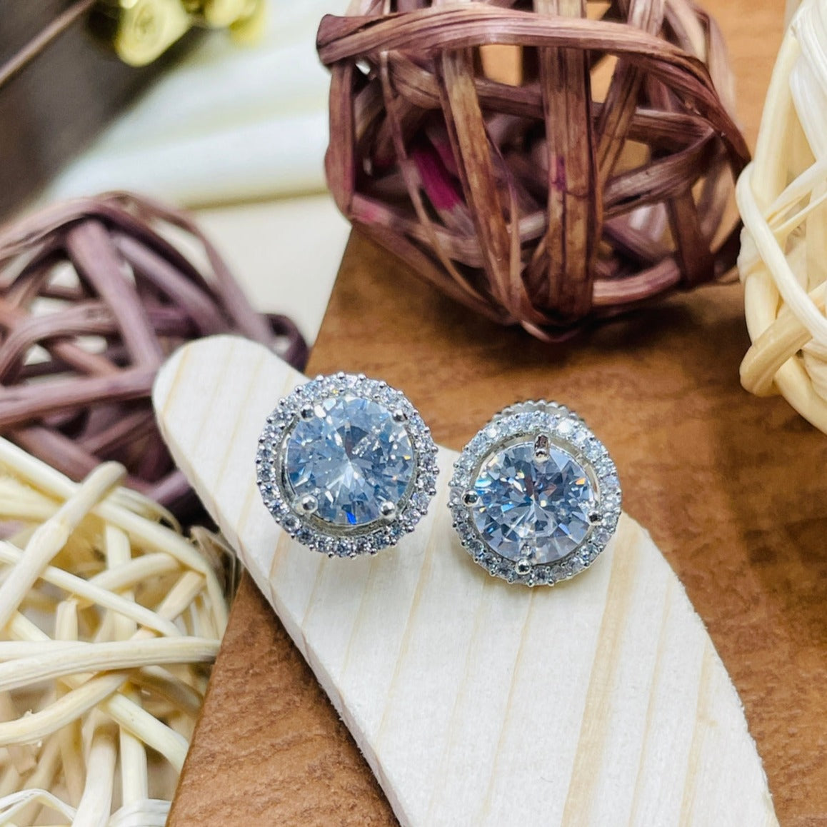 Exclusive Celebrity Style Round AmericanDiamond Studs - Abdesignsjewellery