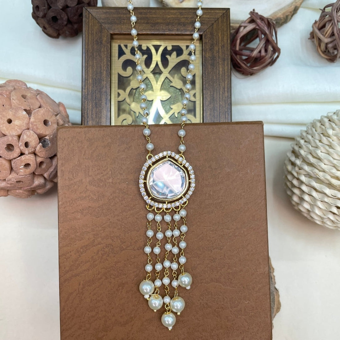 Single Uncut Polki Kundan Pendent Set Necklace - pendant by Abdesigns Jewellery