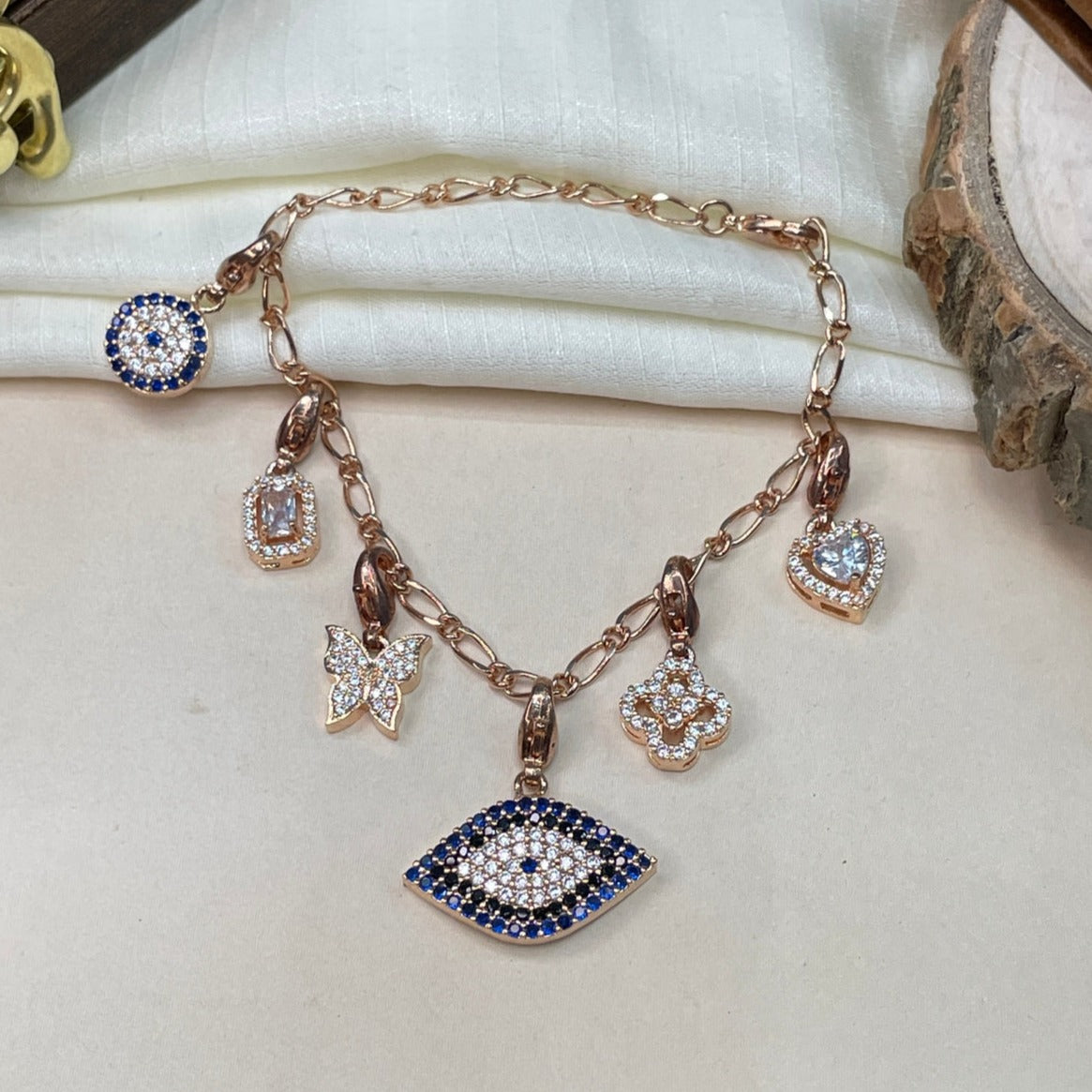 High Quality Rose Gold Charm Hand Bracelet Combo