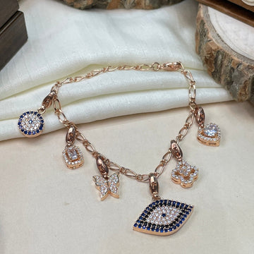 High Quality Rose Gold Charm Hand Bracelet Combo