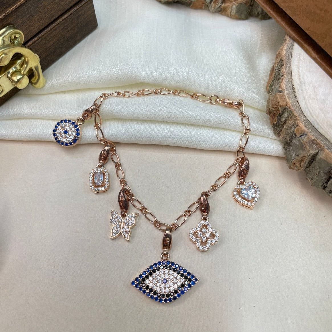 High Quality Rose Gold Charm Hand Bracelet Combo