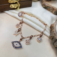 Thumbnail for High Quality Rose Gold Charm Hand Bracelet Combo