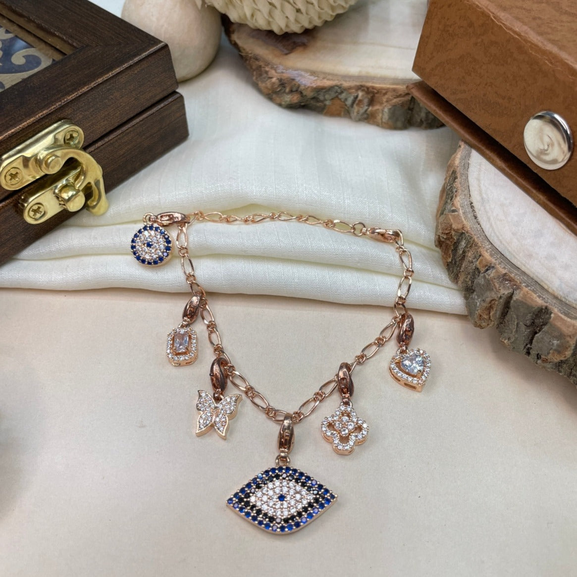 High Quality Rose Gold Charm Hand Bracelet Combo